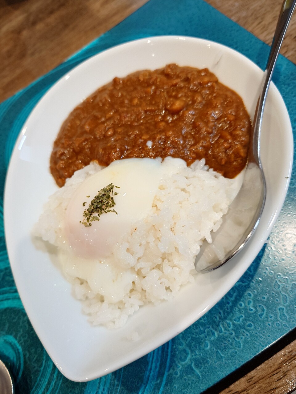 蓮華 Noodle Dishes 粋蓮華【温かしわ天NOODLE醤油＋温玉キーマカレー