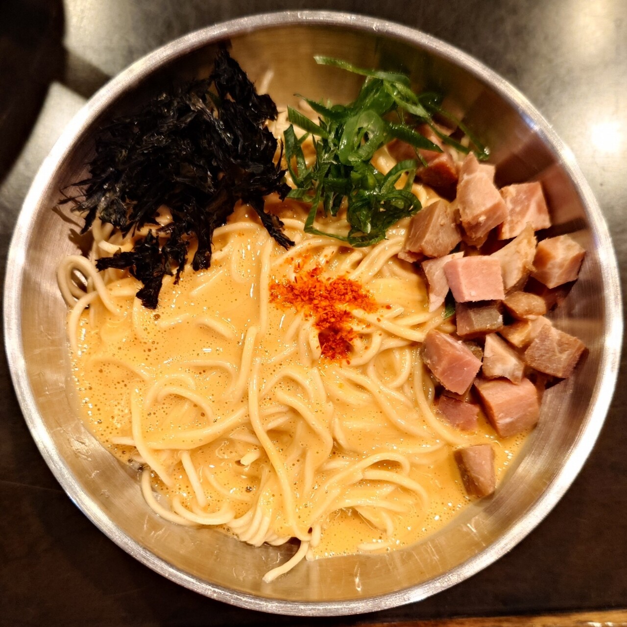 麺屋フリスタ【中華そば（乱切り中太麺）白醤油＋あん肝の和え麺 