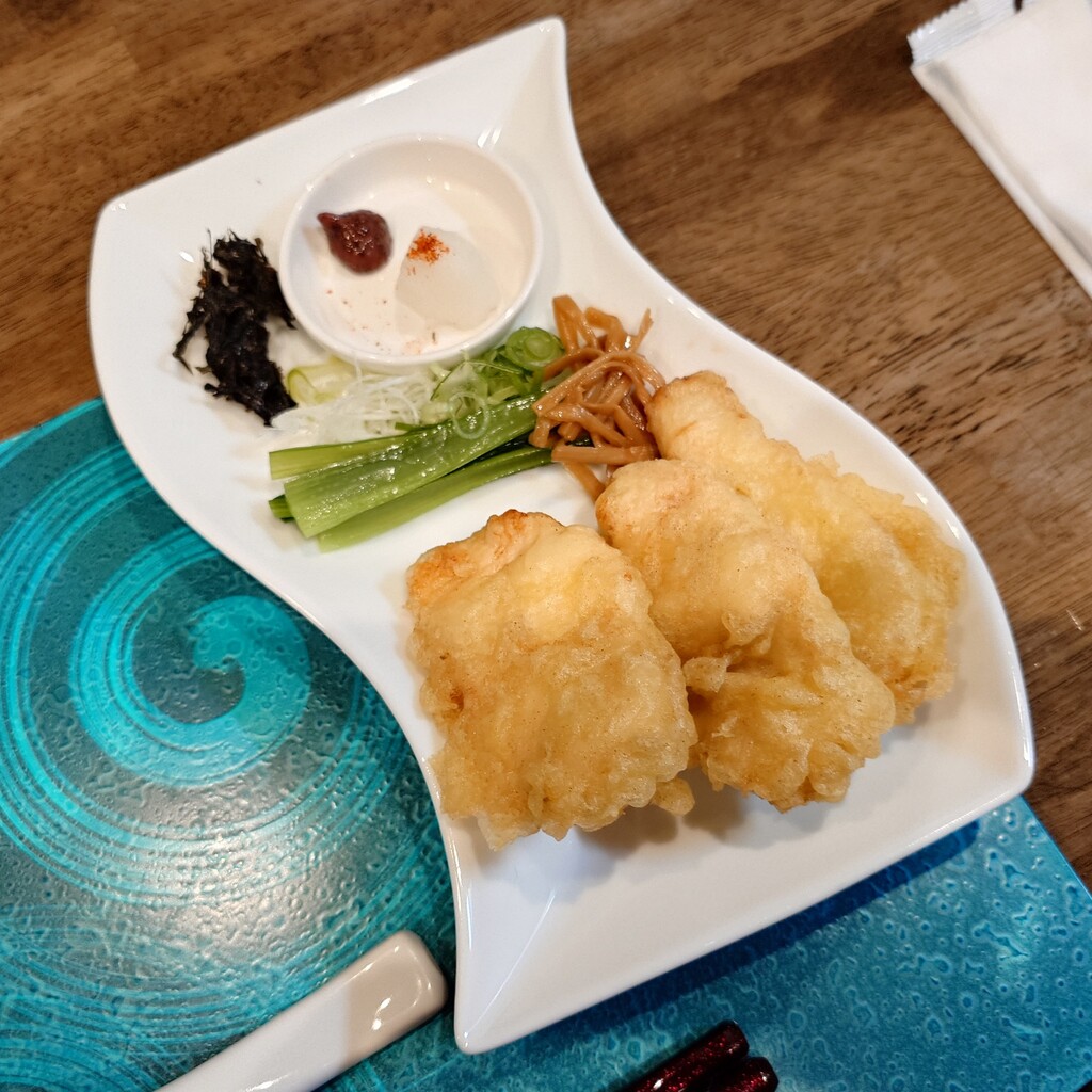 Noodle Dishes 粋蓮華【温かしわ天NOODLE醤油＋温玉キーマカレー