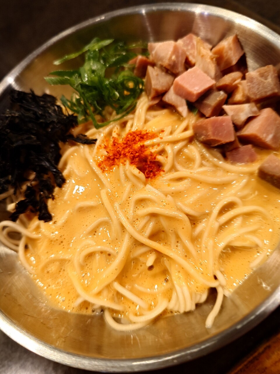 麺屋フリスタ【中華そば（乱切り中太麺）白醤油＋あん肝の和え麺 