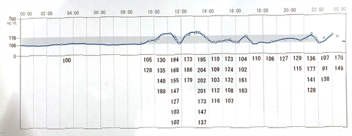 一日の血糖値の推移