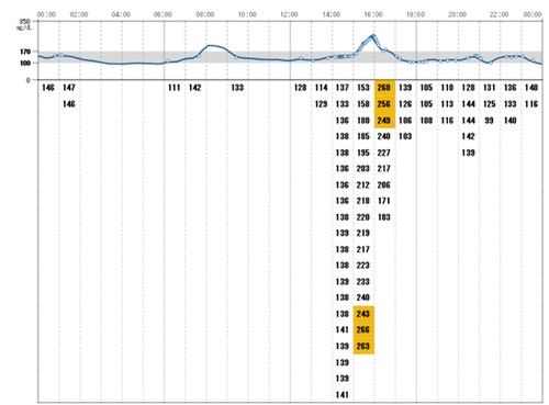 一日の血糖値の推移