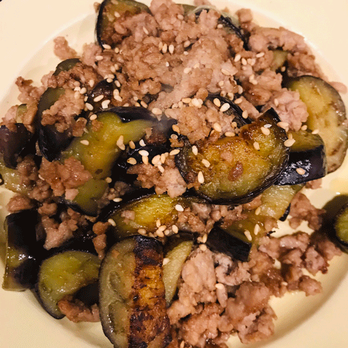 ナス挽肉炒め完成