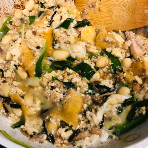 サバの醤油煮缶と厚揚げ炒め2
