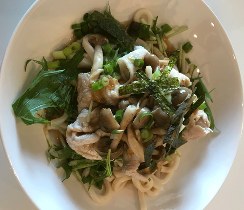 豚水菜しめじぶっかけうどん