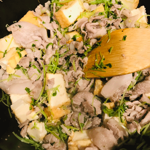 豆苗豚肉厚揚げ焼き4