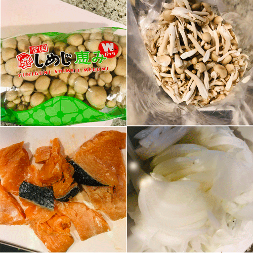 鮭とほうれん草としめじの豆乳味噌スープ