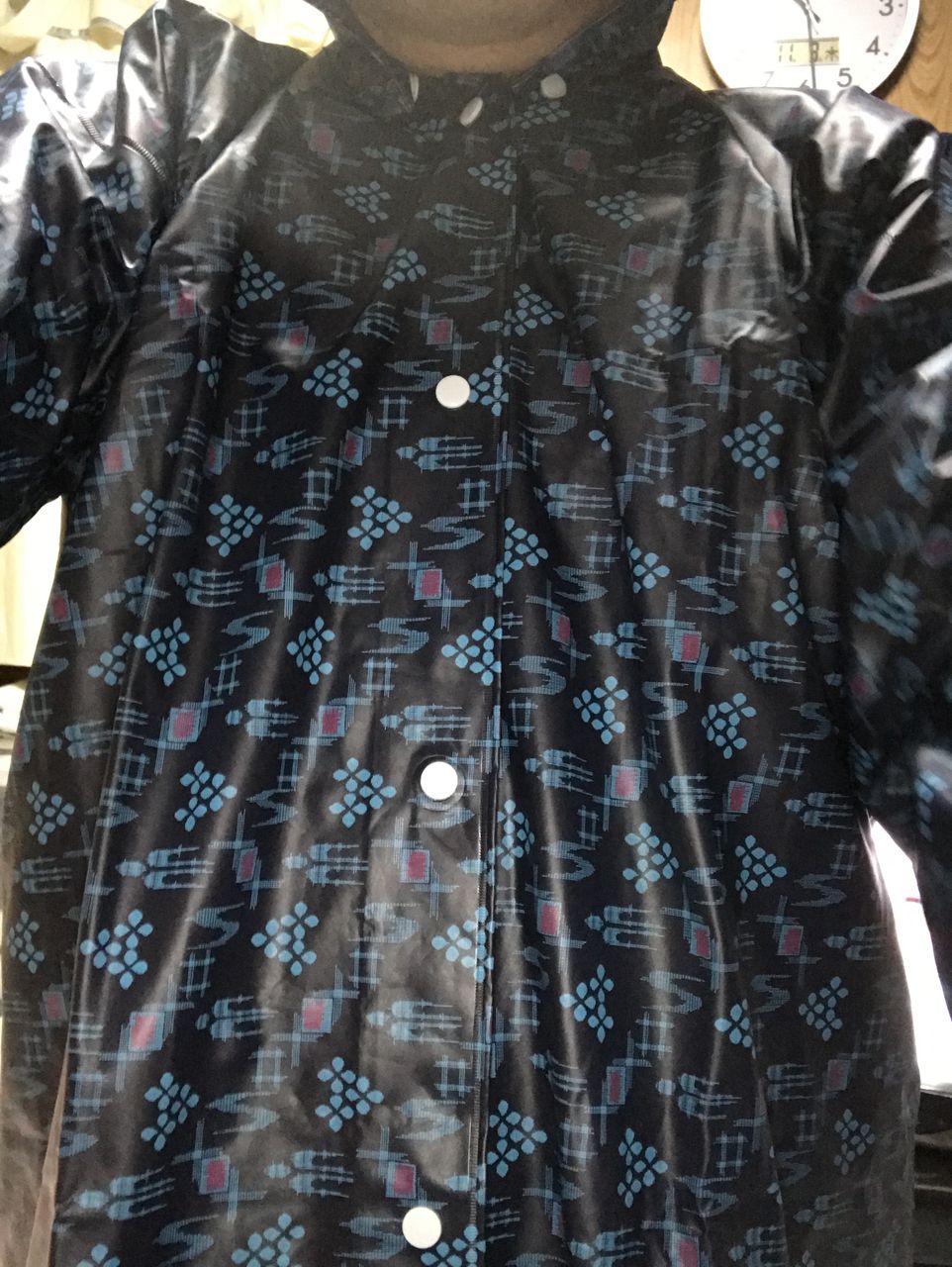 絣合羽着ました。 : ひろの雨合羽
