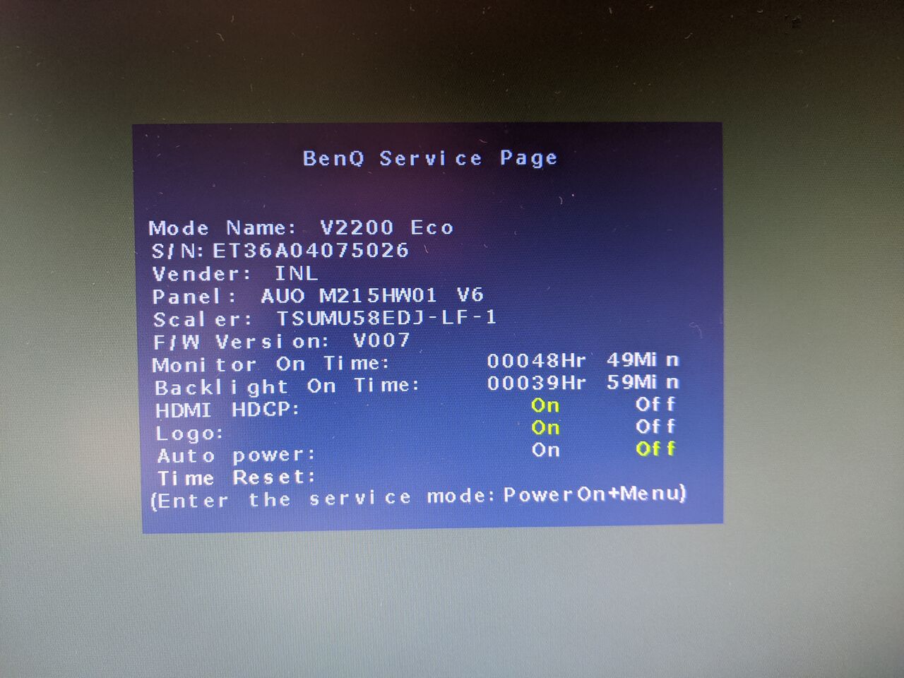 benq service menu benq service menu