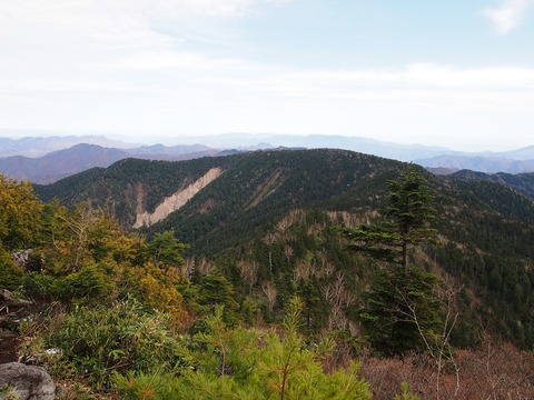 128 帝釈山方向から見ると、田代山に大湿原があるようには見えない。
