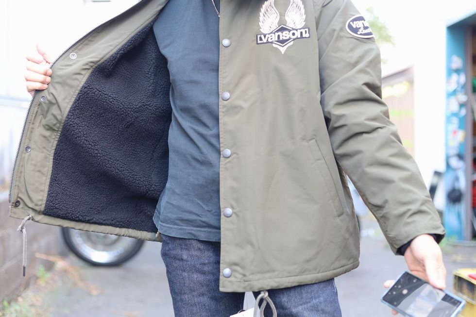 バンソン コーチジャケット サイズL 裏ボア ユースド VANSONから裏ボアがついた防寒性の高いコーチジャケット登場