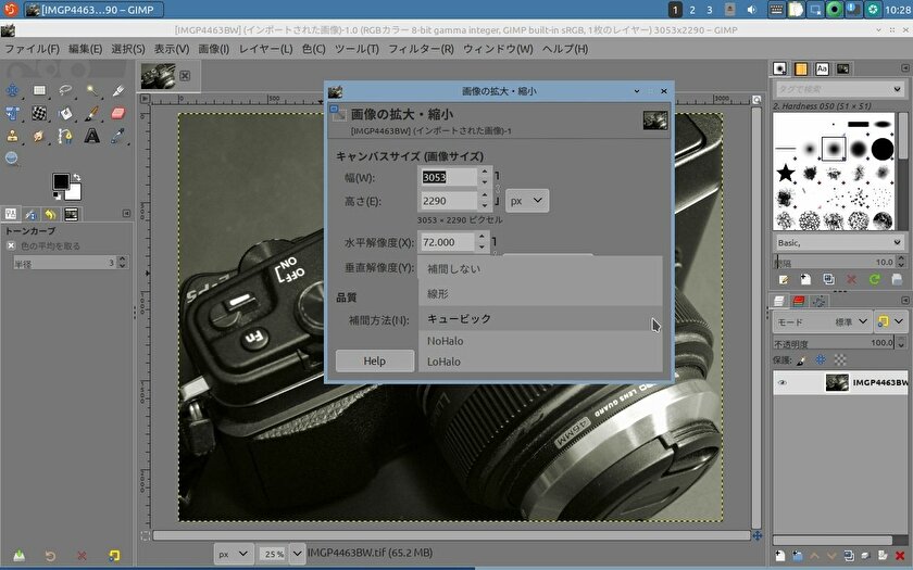 Gimp2 10の画像縮小 補間のsincはconverseenで 白黒写真で考える日々