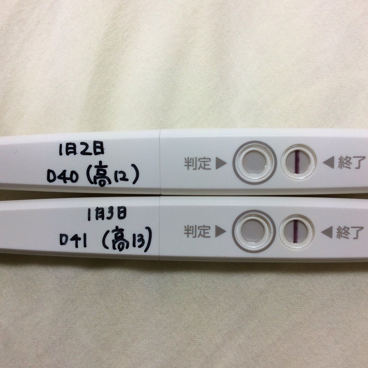 チェックワン 高温期11日目 高温期14日目 生理予定日前日のチェックワンファスト