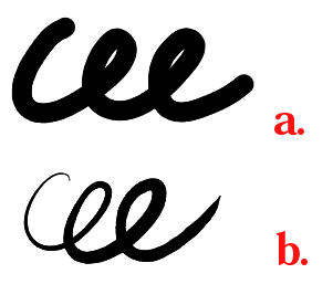 べた塗りブラシと改造したべた塗りブラシの筆致差