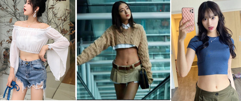 へそ出し女子3人