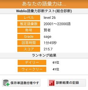 Weblio語彙力テストの使い方 結果をマクロに見る 大神オノコamerican