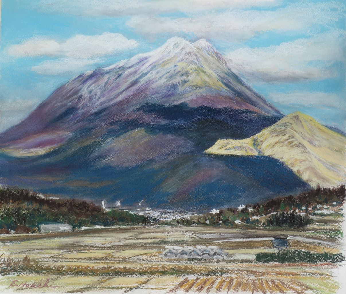 油絵「由布岳」F8 絵画