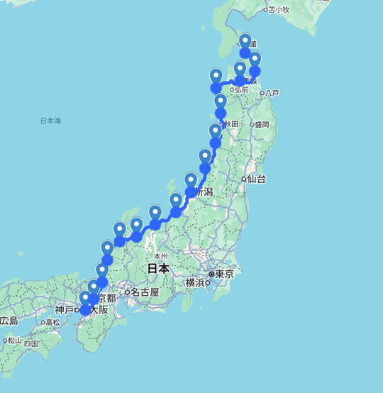 自転車完走チャリティ地図