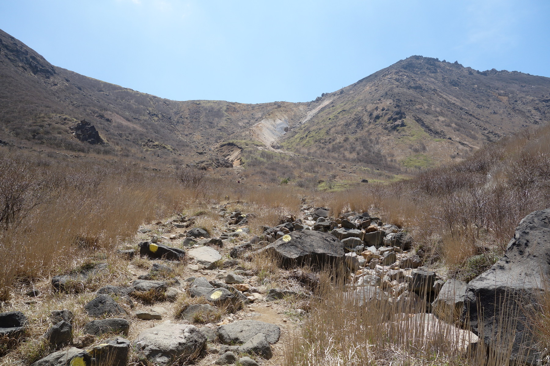 19 5 2 3 ﾂｪﾙ泊 九重山 荒野のような北千里ヶ浜と緑豊かな坊ガツル 穂々散歩