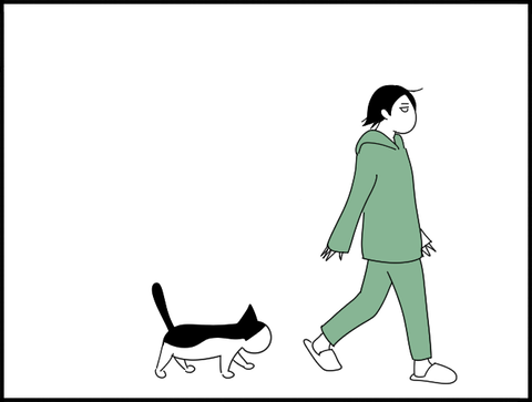 付いてくる花さん