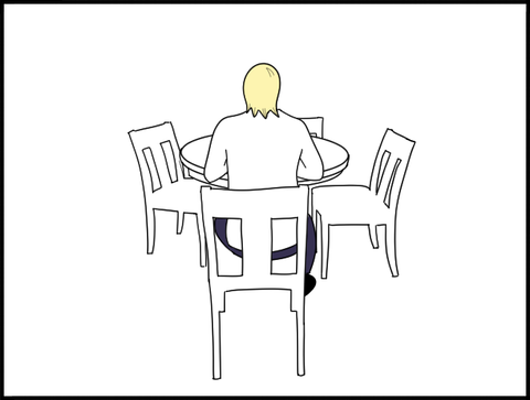 椅子に座っている旦那