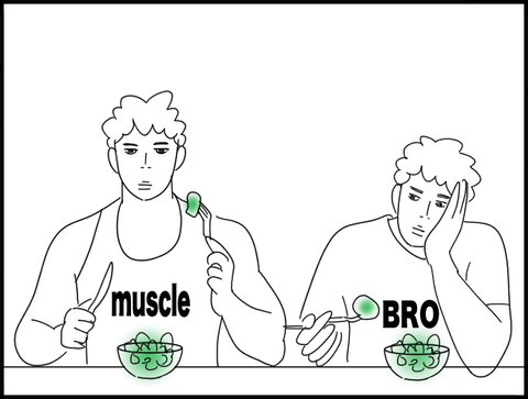 サラダ食べる兄弟