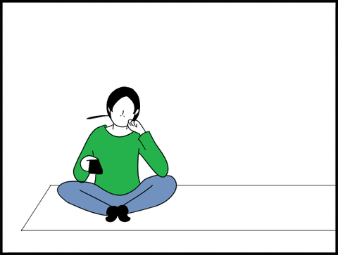 ヨガマットの上のホリー