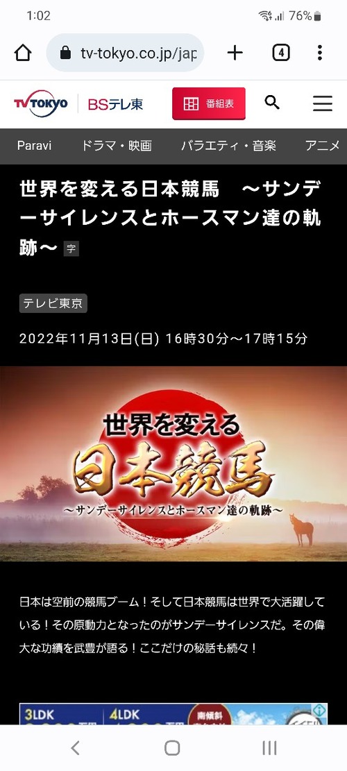 テレ東さんサンデーサイレンス特集で社台グループ系産駒とディープを無視してしまう