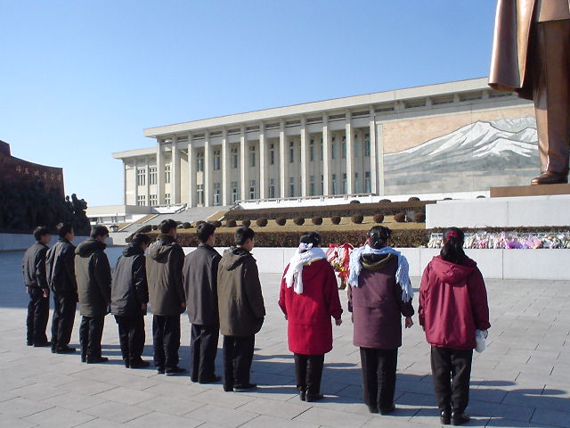 北朝鮮観光　整列