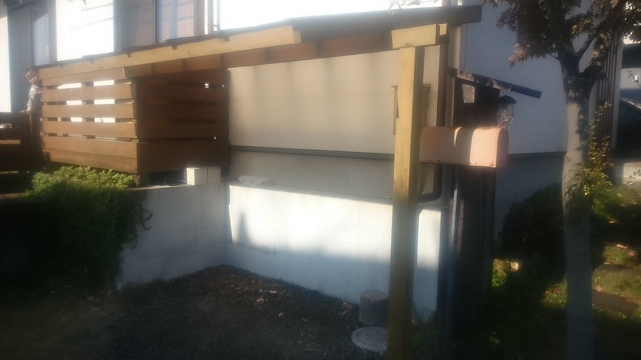 自転車置き場をdiy diyと庭木とcamp 自転車置き場をdiy diyと庭木とcamp