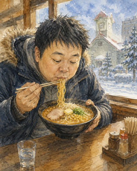 北海道行って味噌ラーメン食う　男性