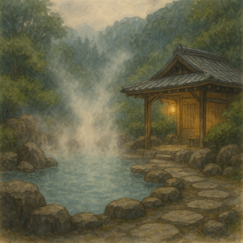 湯けむり立ち込める温泉