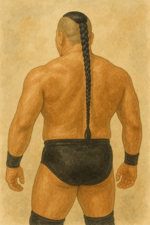 辮髪のプロレスラー
