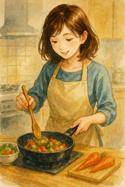 料理を作る女性