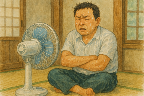 扇風機で我慢