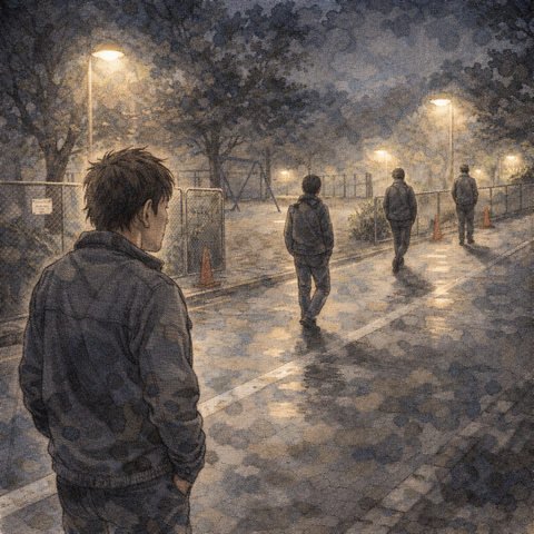 夜の街を徘徊する人