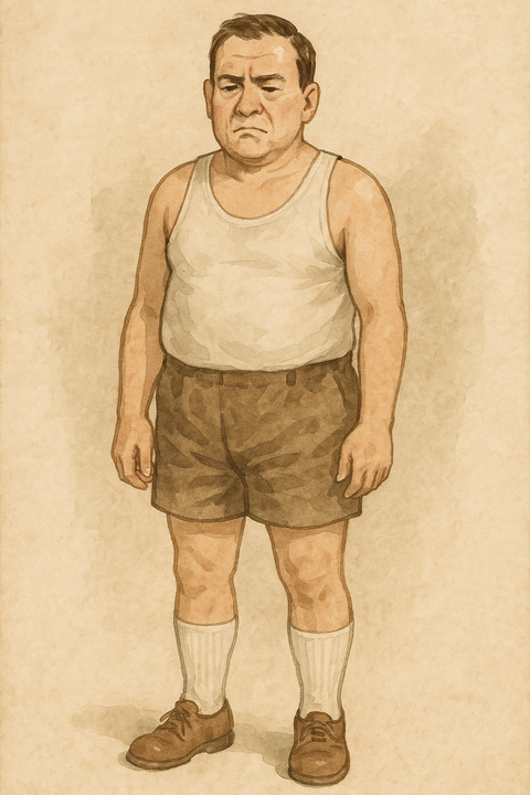 膝上丈の半ズボン履くおっさん