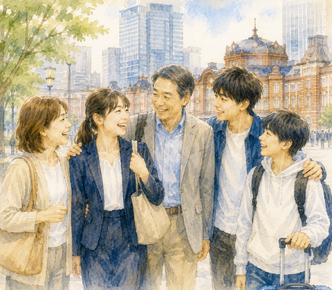 両親と兄弟が東京に遊びに