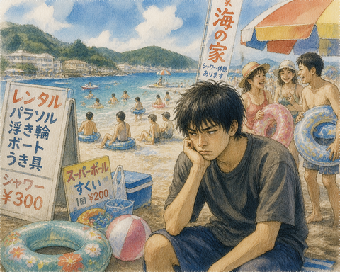 海が楽しくないボッチ男性