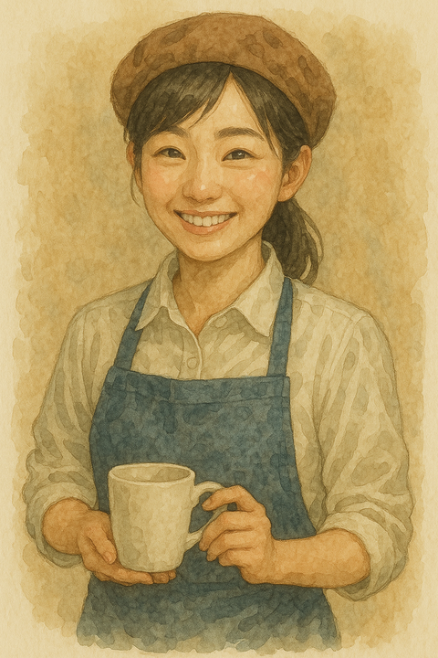 営業スマイルのカフェ店員