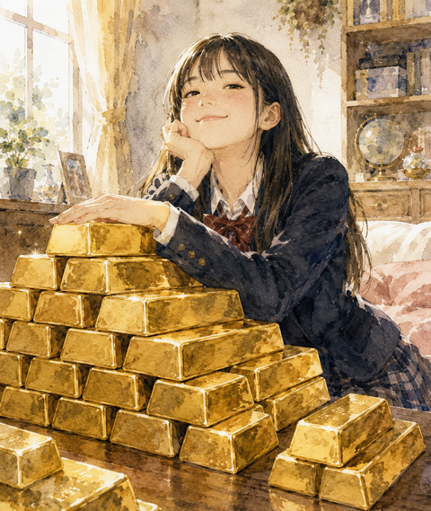 金の延べ棒女子高生