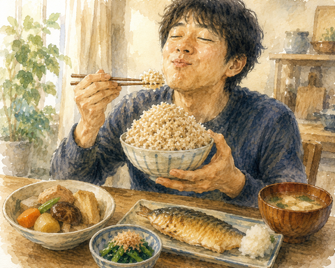 玄米ご飯と和食が男性