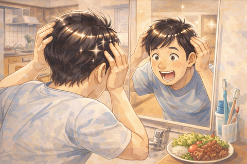 キューティクルのある男性の髪の毛