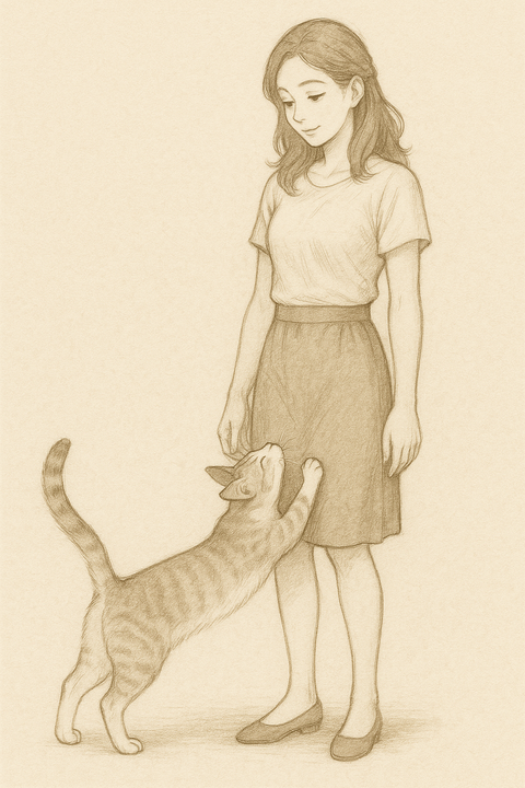 伸びをするねこ
