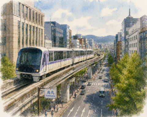 京都の烏丸周辺を走るモノレール