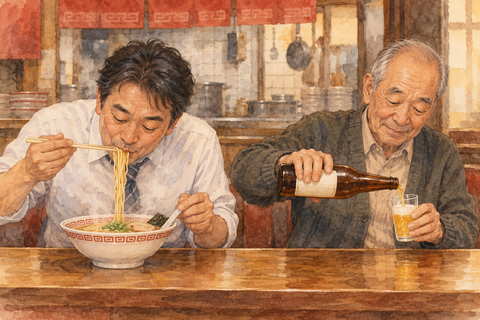 俺なんかおやじと毎週ラーメン食べに行ってるが1杯だけしか頼まない