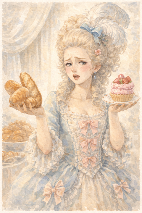 パンとケーキで迷うマリーアントワネット