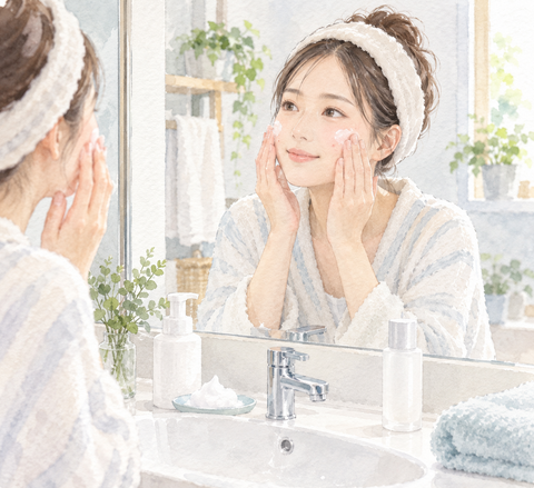 ニキビ予防する女性