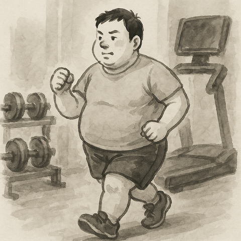 ぽっちゃりした男性がジム通い