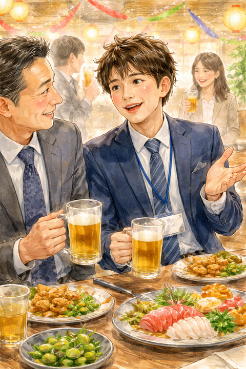 飲み会で上司に語りだす新入社員